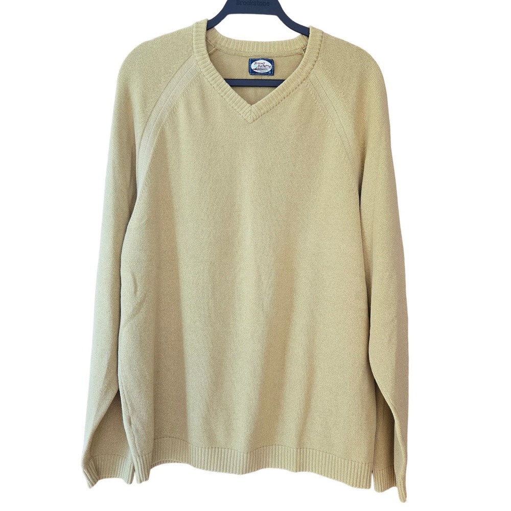Tommy Bahama Mens V-Neck Cotton Sweater Yellow Green Siz l/XL Oversized dadcore
